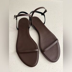 Aeyde Nettie Quarter Strap Brown Leather Sandals Women’s Size 12